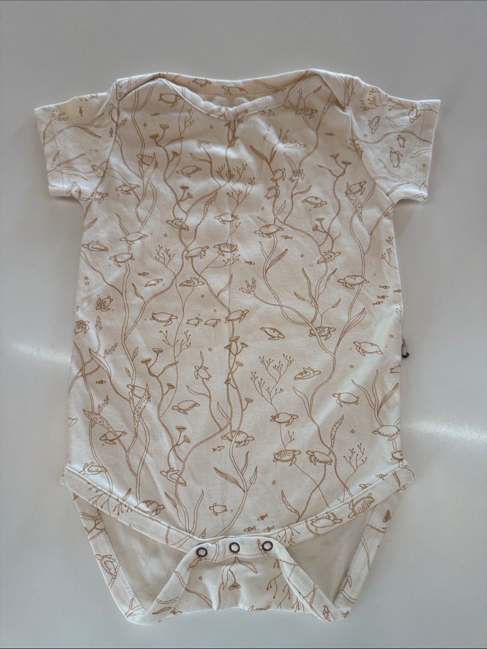 Cream Seaweed Print Baby One-Piece Bodysuit